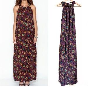 Everly M Burgundy and Mustard pocket Floral Dress